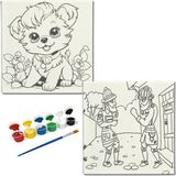 Dudu Gift Okul Etkinliği-2'li Tuval Boyama Seti. 20X20 cm Uv Baskı 6 Akrilik Boya 1 FIRÇA-MODEL-363