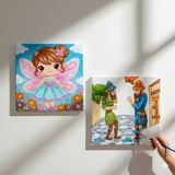 Dudu Gift Okul Etkinliği-2'li Tuval Boyama Seti. 20X20 cm Uv Baskı 6 Akrilik Boya 1 FIRÇA-MODEL-365