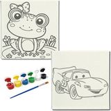 Dudu Gift Okul Etkinliği-2'li Tuval Boyama Seti. 20X20 cm Uv Baskı 6 Akrilik Boya 1 FIRÇA-MODEL-375