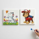 Dudu Gift Okul Etkinliği-2'li Tuval Boyama Seti. 20X20 cm Uv Baskı 6 Akrilik Boya 1 FIRÇA-MODEL-403