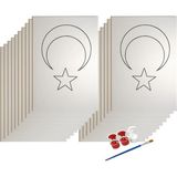 Dudu Gift Sınıf Seti 20 Adet Türk Bayrağı Boyama Seti 17,5 x 25 cm Tuval + 3 Boya + 1 Fırça Cumhuriyet