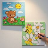 Dudu Gift TATİL-KARNE HEDİYESİ 2'li Tuval Boyama Seti 20 x 20 cm Uv Baskı 6 Akrilik Boya 1 Fırça model 181