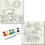 Dudu Gift TATİL-KARNE HEDİYESİ 2'li Tuval Boyama Seti 20 x 20 cm Uv Baskı 6 Akrilik Boya 1 Fırça model 187