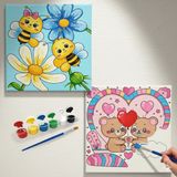 Dudu Gift TATİL-KARNE HEDİYESİ 2'li Tuval Boyama Seti 20X20 cm Uv Baskı 6 Akrilik Boya 1 FIRÇA-MODEL-200