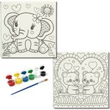 Dudu Gift TATİL-KARNE HEDİYESİ 2'li Tuval Boyama Seti 20X20 cm Uv Baskı 6 Akrilik Boya 1 FIRÇA-MODEL-202
