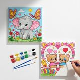 Dudu Gift TATİL-KARNE HEDİYESİ 2'li Tuval Boyama Seti 20X20 cm Uv Baskı 6 Akrilik Boya 1 FIRÇA-MODEL-203