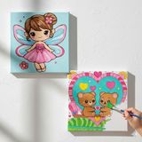 Dudu Gift TATİL-KARNE HEDİYESİ 2'li Tuval Boyama Seti 20X20 cm Uv Baskı 6 Akrilik Boya 1 FIRÇA-MODEL-212