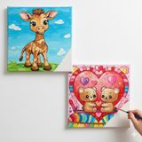 Dudu Gift TATİL-KARNE HEDİYESİ 2'li Tuval Boyama Seti 20X20 cm Uv Baskı 6 Akrilik Boya 1 FIRÇA-MODEL-213