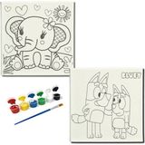 Dudu Gift TATİL-KARNE HEDİYESİ 2'li Tuval Boyama Seti 20X20 cm Uv Baskı 6 Akrilik Boya 1 FIRÇA-MODEL-226