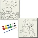 Dudu Gift TATİL-KARNE HEDİYESİ 2'li Tuval Boyama Seti 20X20 cm Uv Baskı 6 Akrilik Boya 1 FIRÇA-MODEL-227