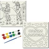 Dudu Gift TATİL-KARNE HEDİYESİ 2'li Tuval Boyama Seti 20X20 cm Uv Baskı 6 Akrilik Boya 1 FIRÇA-MODEL-231