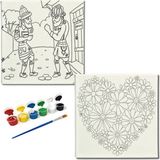 Dudu Gift TATİL-KARNE HEDİYESİ 2'li Tuval Boyama Seti 20X20 cm Uv Baskı 6 Akrilik Boya 1 FIRÇA-MODEL-237