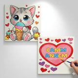 Dudu Gift TATİL-KARNE HEDİYESİ 2'li Tuval Boyama Seti 20X20 cm Uv Baskı 6 Akrilik Boya 1 FIRÇA-MODEL-240