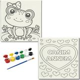 Dudu Gift TATİL-KARNE HEDİYESİ 2'li Tuval Boyama Seti 20X20 cm Uv Baskı 6 Akrilik Boya 1 FIRÇA-MODEL-244