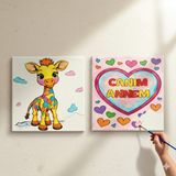 Dudu Gift TATİL-KARNE HEDİYESİ 2'li Tuval Boyama Seti 20X20 cm Uv Baskı 6 Akrilik Boya 1 FIRÇA-MODEL-246