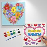 Dudu Gift TATİL-KARNE HEDİYESİ 2'li Tuval Boyama Seti 20X20 cm Uv Baskı 6 Akrilik Boya 1 FIRÇA-MODEL-247