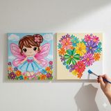 Dudu Gift TATİL-KARNE HEDİYESİ 2'li Tuval Boyama Seti 20X20 cm Uv Baskı 6 Akrilik Boya 1 FIRÇA-MODEL-249