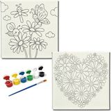 Dudu Gift TATİL-KARNE HEDİYESİ 2'li Tuval Boyama Seti 20X20 cm Uv Baskı 6 Akrilik Boya 1 FIRÇA-MODEL-253