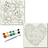 Dudu Gift TATİL-KARNE HEDİYESİ 2'li Tuval Boyama Seti 20X20 cm Uv Baskı 6 Akrilik Boya 1 FIRÇA-MODEL-261