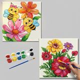 Dudu Gift TATİL-KARNE HEDİYESİ 2'li Tuval Boyama Seti 20X20 cm Uv Baskı 6 Akrilik Boya 1 FIRÇA-MODEL-265