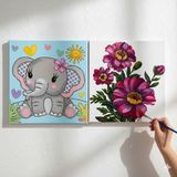 Dudu Gift TATİL-KARNE HEDİYESİ 2'li Tuval Boyama Seti 20X20 cm Uv Baskı 6 Akrilik Boya 1 FIRÇA-MODEL-267