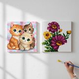 Dudu Gift TATİL-KARNE HEDİYESİ 2'li Tuval Boyama Seti 20X20 cm Uv Baskı 6 Akrilik Boya 1 FIRÇA-MODEL-271