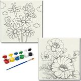 Dudu Gift TATİL-KARNE HEDİYESİ 2'li Tuval Boyama Seti 20X20 cm Uv Baskı 6 Akrilik Boya 1 FIRÇA-MODEL-273