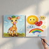 Dudu Gift TATİL-KARNE HEDİYESİ 2'li Tuval Boyama Seti 20X20 cm Uv Baskı 6 Akrilik Boya 1 FIRÇA-MODEL-280