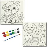 Dudu Gift TATİL-KARNE HEDİYESİ 2'li Tuval Boyama Seti 20X20 cm Uv Baskı 6 Akrilik Boya 1 FIRÇA-MODEL-283