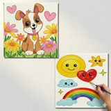 Dudu Gift TATİL-KARNE HEDİYESİ 2'li Tuval Boyama Seti 20X20 cm Uv Baskı 6 Akrilik Boya 1 FIRÇA-MODEL-284