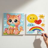 Dudu Gift TATİL-KARNE HEDİYESİ 2'li Tuval Boyama Seti 20X20 cm Uv Baskı 6 Akrilik Boya 1 FIRÇA-MODEL-286