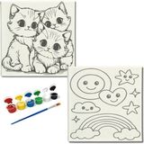 Dudu Gift TATİL-KARNE HEDİYESİ 2'li Tuval Boyama Seti 20X20 cm Uv Baskı 6 Akrilik Boya 1 FIRÇA-MODEL-287