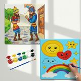 Dudu Gift TATİL-KARNE HEDİYESİ 2'li Tuval Boyama Seti 20X20 cm Uv Baskı 6 Akrilik Boya 1 FIRÇA-MODEL-289