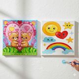 Dudu Gift TATİL-KARNE HEDİYESİ 2'li Tuval Boyama Seti 20X20 cm Uv Baskı 6 Akrilik Boya 1 FIRÇA-MODEL-295
