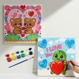 Dudu Gift TATİL-KARNE HEDİYESİ 2'li Tuval Boyama Seti 20X20 cm Uv Baskı 6 Akrilik Boya 1 FIRÇA-MODEL-300