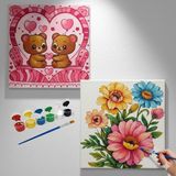Dudu Gift TATİL-KARNE HEDİYESİ 2'li Tuval Boyama Seti 20X20 cm Uv Baskı 6 Akrilik Boya 1 FIRÇA-MODEL-303