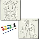 Dudu Gift TATİL-KARNE HEDİYESİ 2'li Tuval Boyama Seti 20X20 cm Uv Baskı 6 Akrilik Boya 1 FIRÇA-MODEL-309