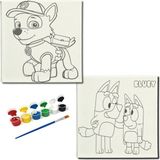 Dudu Gift TATİL-KARNE HEDİYESİ 2'li Tuval Boyama Seti 20X20 cm Uv Baskı 6 Akrilik Boya 1 FIRÇA-MODEL-310