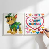 Dudu Gift TATİL-KARNE HEDİYESİ 2'li Tuval Boyama Seti 20X20 cm Uv Baskı 6 Akrilik Boya 1 FIRÇA-MODEL-314