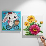Dudu Gift TATİL-KARNE HEDİYESİ 2'li Tuval Boyama Seti 20X20 cm Uv Baskı 6 Akrilik Boya 1 FIRÇA-MODEL-316