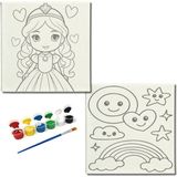 Dudu Gift TATİL-KARNE HEDİYESİ 2'li Tuval Boyama Seti 20X20 cm Uv Baskı 6 Akrilik Boya 1 FIRÇA-MODEL-322