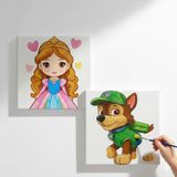Dudu Gift TATİL-KARNE HEDİYESİ 2'li Tuval Boyama Seti 20X20 cm Uv Baskı 6 Akrilik Boya 1 FIRÇA-MODEL-330