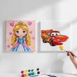 Dudu Gift TATİL-KARNE HEDİYESİ 2'li Tuval Boyama Seti 20X20 cm Uv Baskı 6 Akrilik Boya 1 FIRÇA-MODEL-331