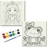 Dudu Gift TATİL-KARNE HEDİYESİ 2'li Tuval Boyama Seti 20X20 cm Uv Baskı 6 Akrilik Boya 1 FIRÇA-MODEL-334