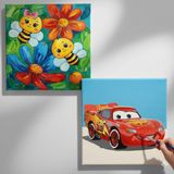 Dudu Gift TATİL-KARNE HEDİYESİ 2'li Tuval Boyama Seti 20X20 cm Uv Baskı 6 Akrilik Boya 1 FIRÇA-MODEL-354