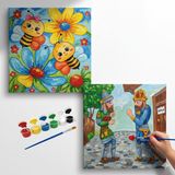 Dudu Gift TATİL-KARNE HEDİYESİ 2'li Tuval Boyama Seti 20X20 cm Uv Baskı 6 Akrilik Boya 1 FIRÇA-MODEL-355