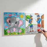 Dudu Gift TATİL-KARNE HEDİYESİ 2'li Tuval Boyama Seti 20X20 cm Uv Baskı 6 Akrilik Boya 1 FIRÇA-MODEL-357