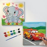 Dudu Gift TATİL-KARNE HEDİYESİ 2'li Tuval Boyama Seti 20X20 cm Uv Baskı 6 Akrilik Boya 1 FIRÇA-MODEL-367