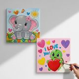 Dudu Gift TATİL-KARNE HEDİYESİ 2'li Tuval Boyama Seti 20X20 cm Uv Baskı 6 Akrilik Boya 1 FIRÇA-MODEL-389