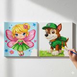 Dudu Gift TATİL-KARNE HEDİYESİ 2'li Tuval Boyama Seti 20X20 cm Uv Baskı 6 Akrilik Boya 1 FIRÇA-MODEL-395